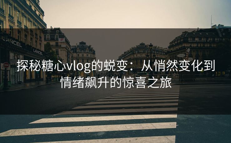 探秘糖心vlog的蜕变：从悄然变化到情绪飙升的惊喜之旅